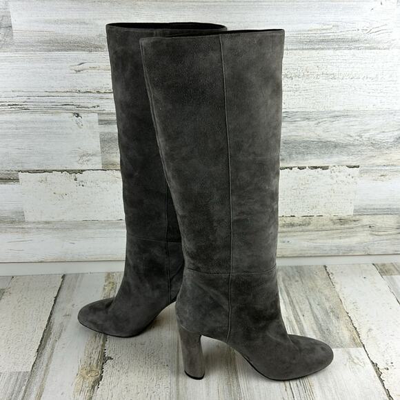 Vince Camuto womens 9 Femmie Gray suede leather heeled almond toe knee boot new - Picture 8 of 10